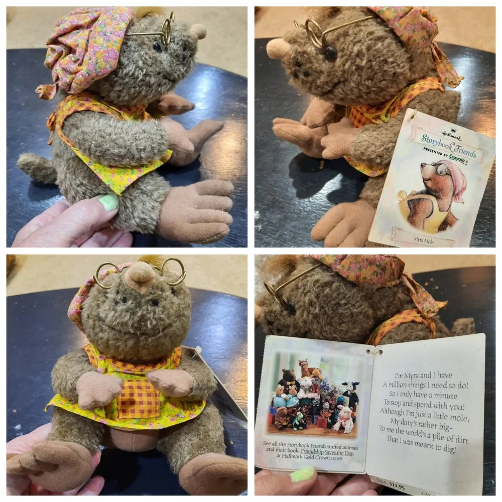 Vtg '97 Myra Mole Plush Storybook Friends Hallmark Lil Glasses